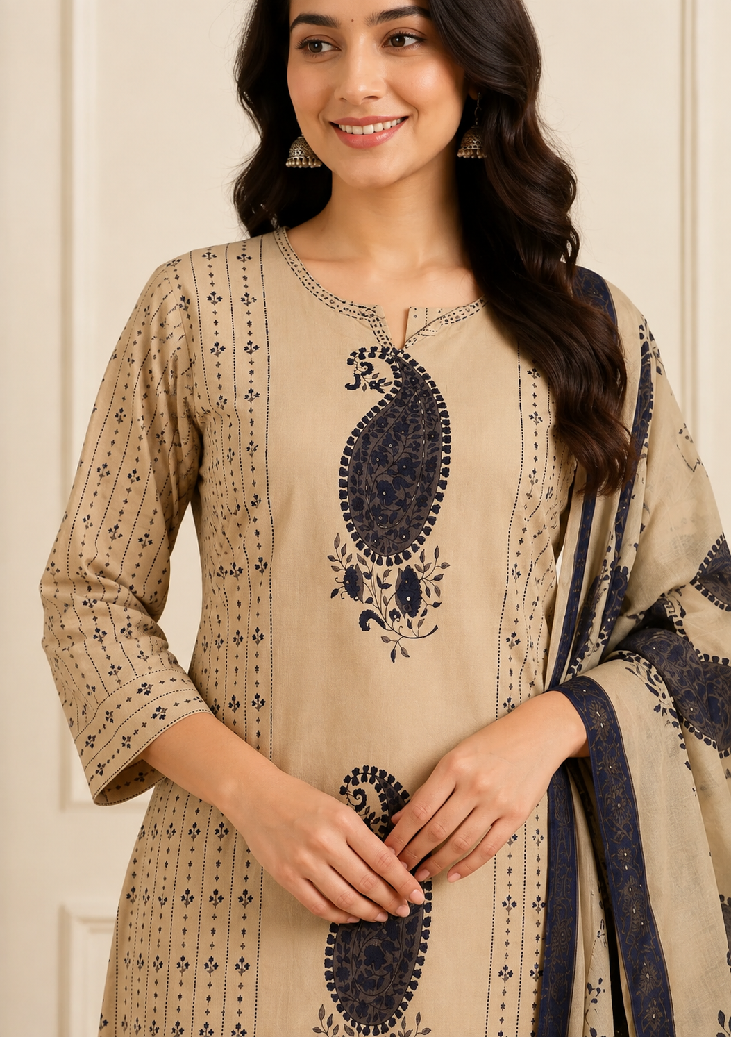 Ashvastra Neel Kairi Cotton Suit Set - Styling View