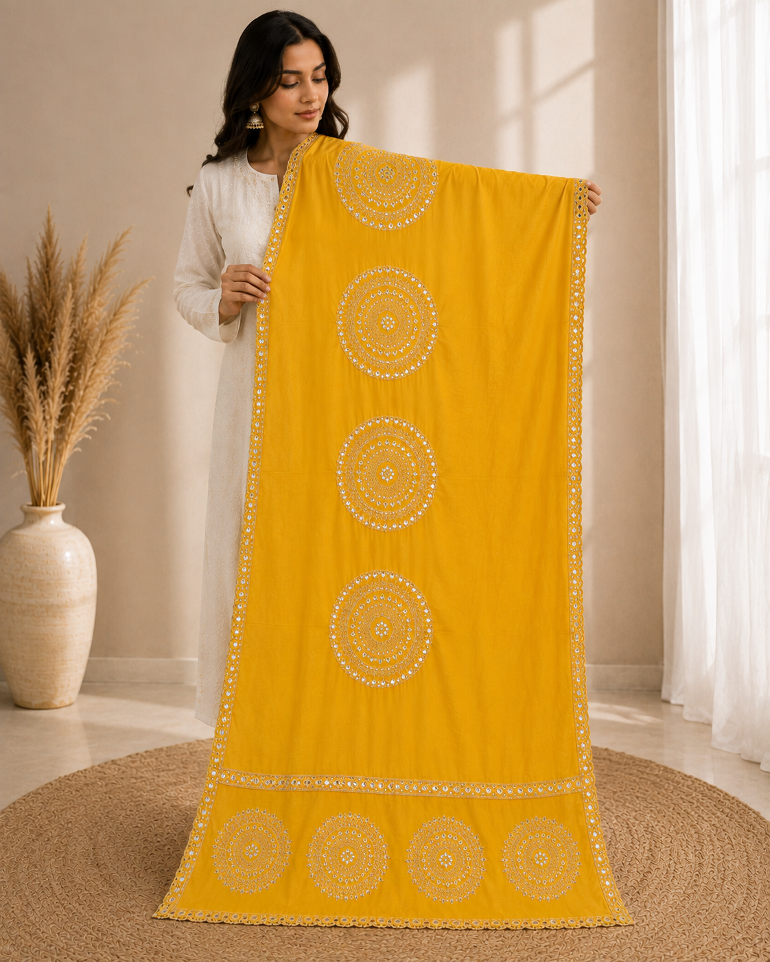 Mustard Yellow Mandala  Dupatta