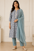 Gulabo Neel Floral Cotton Suit Set