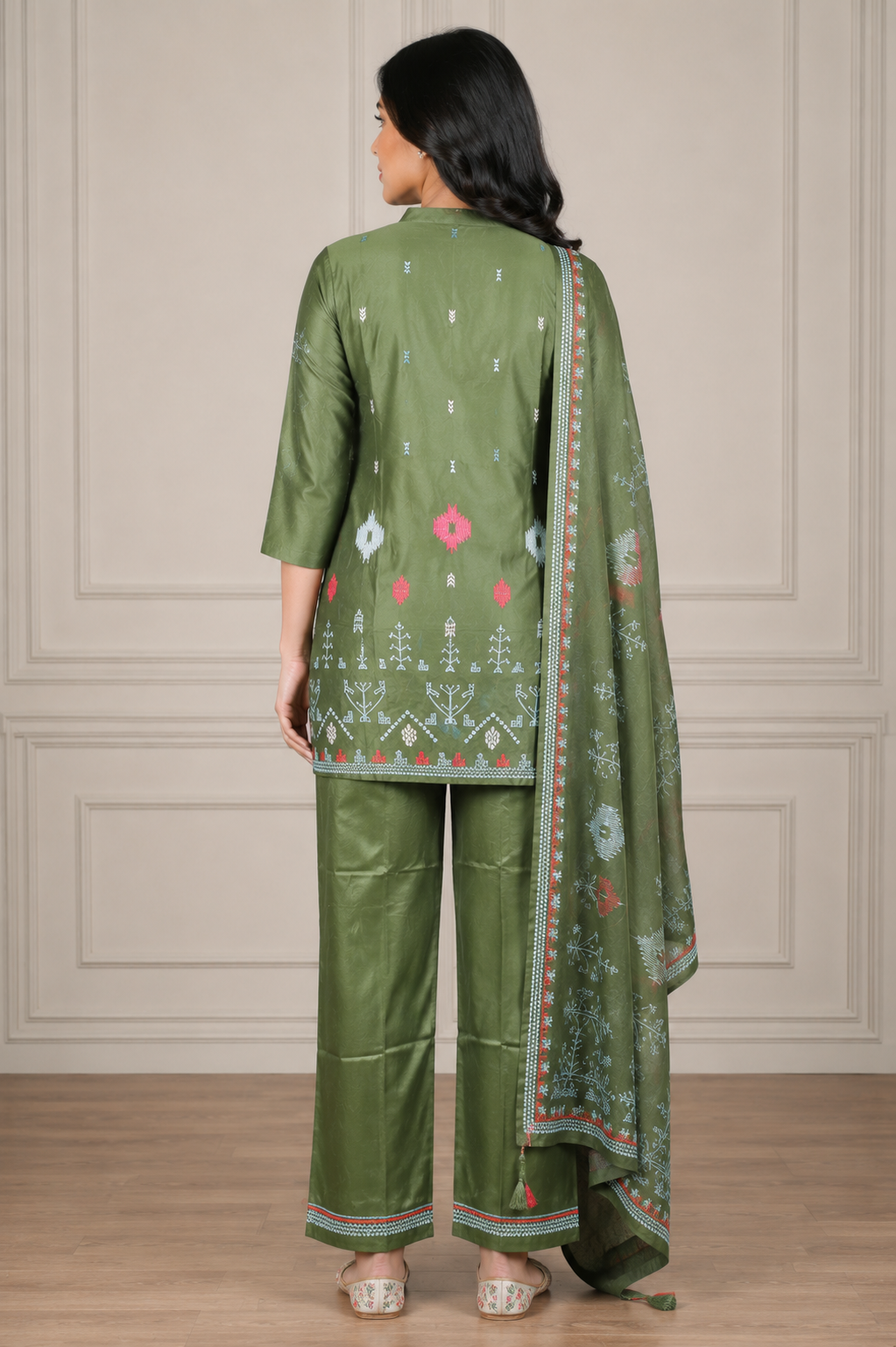 Mehakti Green Cotton Silk Cord-ord set with Thread Embrodery work