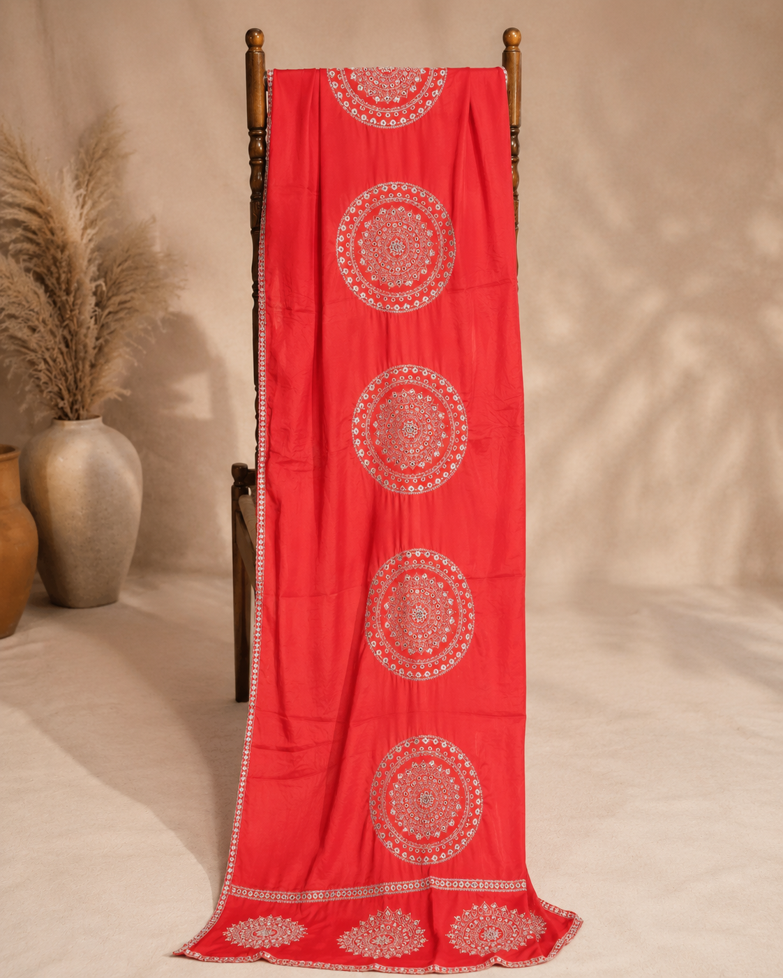 Mehfil Coral Red Dupatta