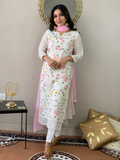 Gulbahar White Floral Embroidered Kurta Set with Dupatta