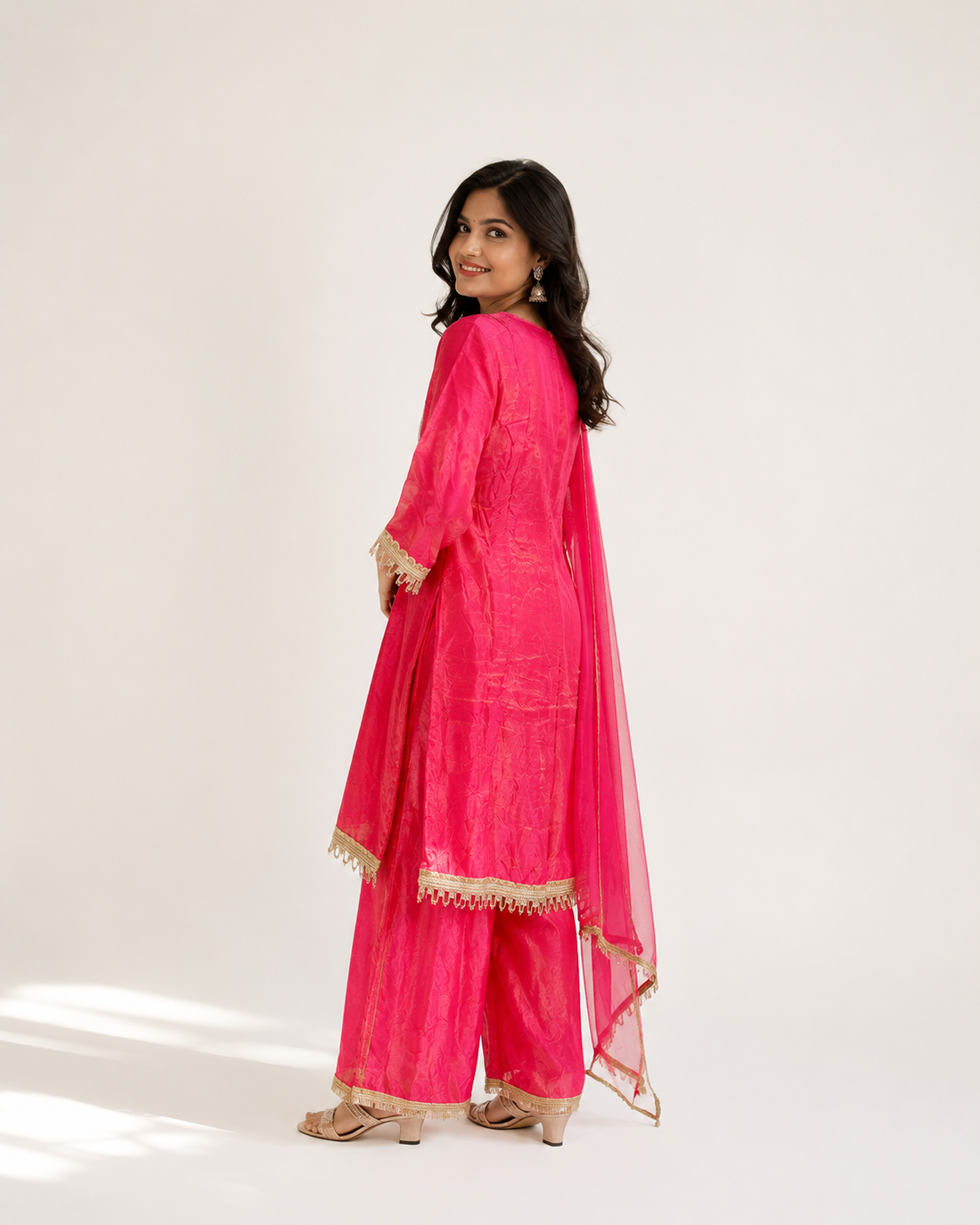Noor Banarasi Mirror Work Unstitched Suit Set with Silk Dupatta