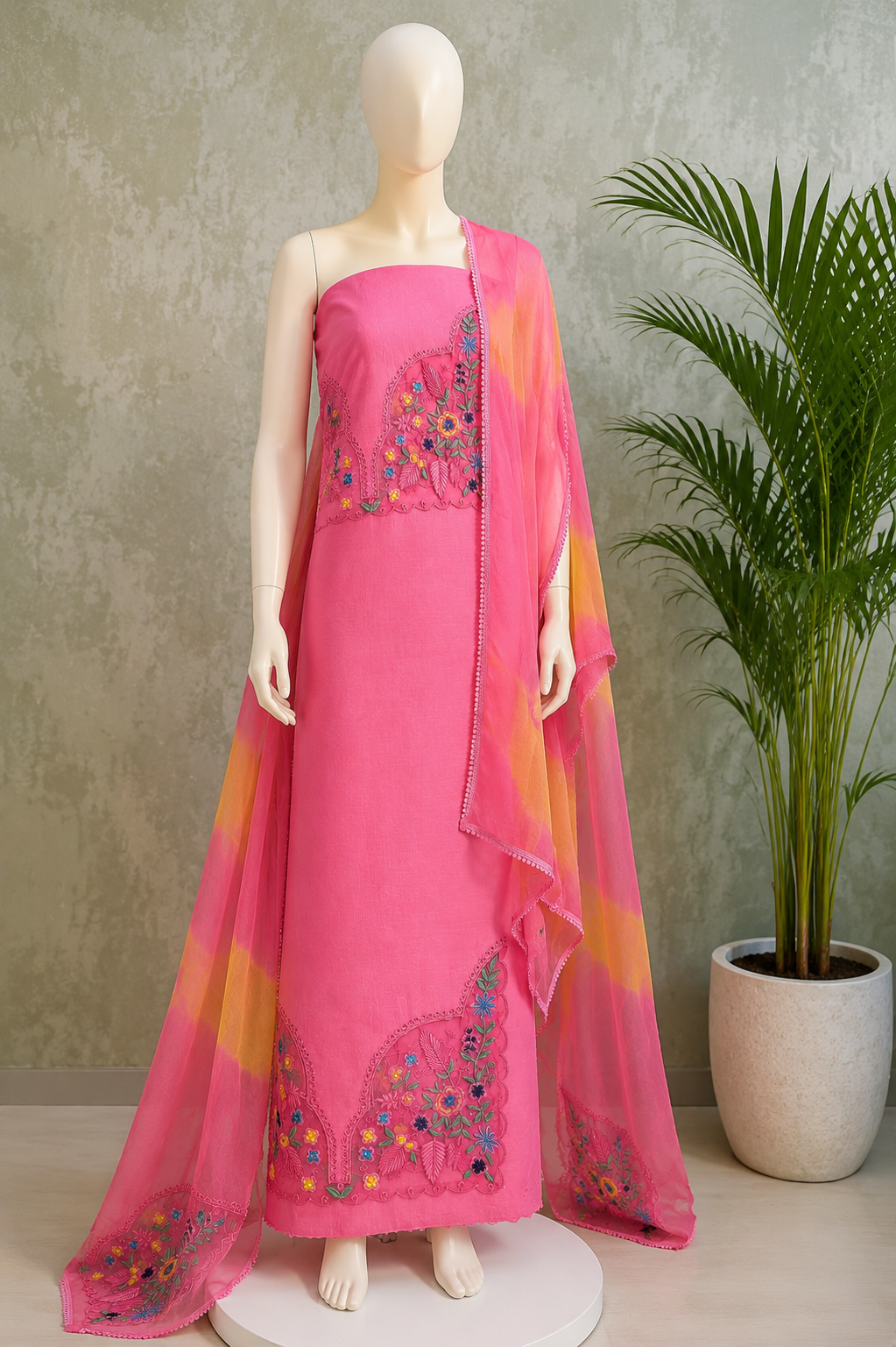 Gulnaar Pastel Purple Resham Embroidered Unstitched Suit Set