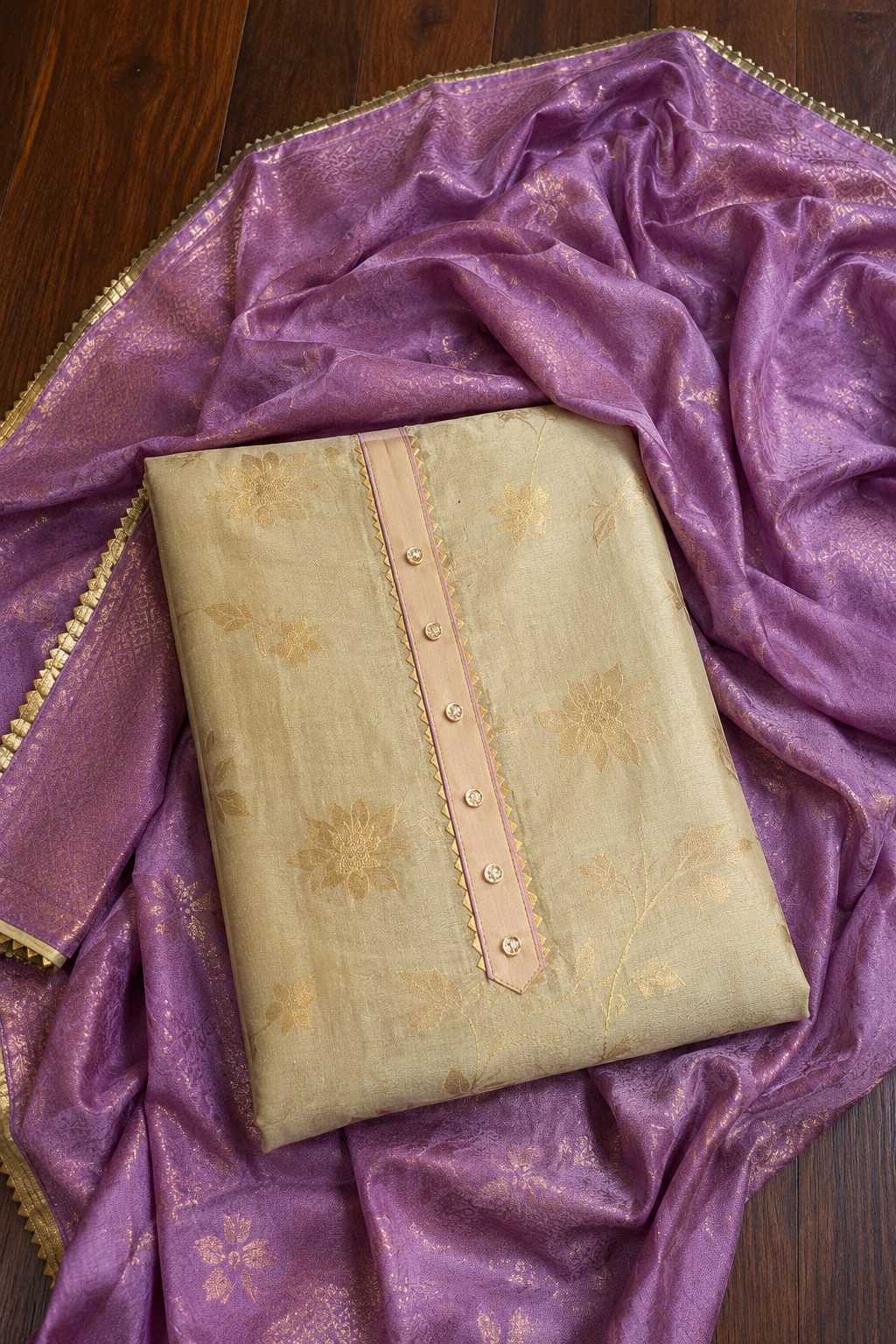 Banarasi Sky Blue Zari Woven Unstitched Suit Set
