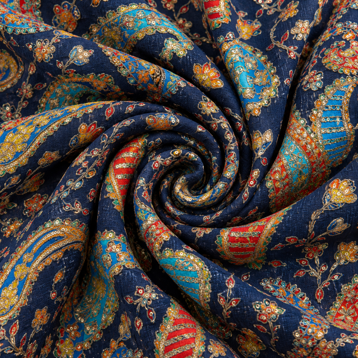 Noor Royal Blue Mirror Embroidered Unstitched Suit Set