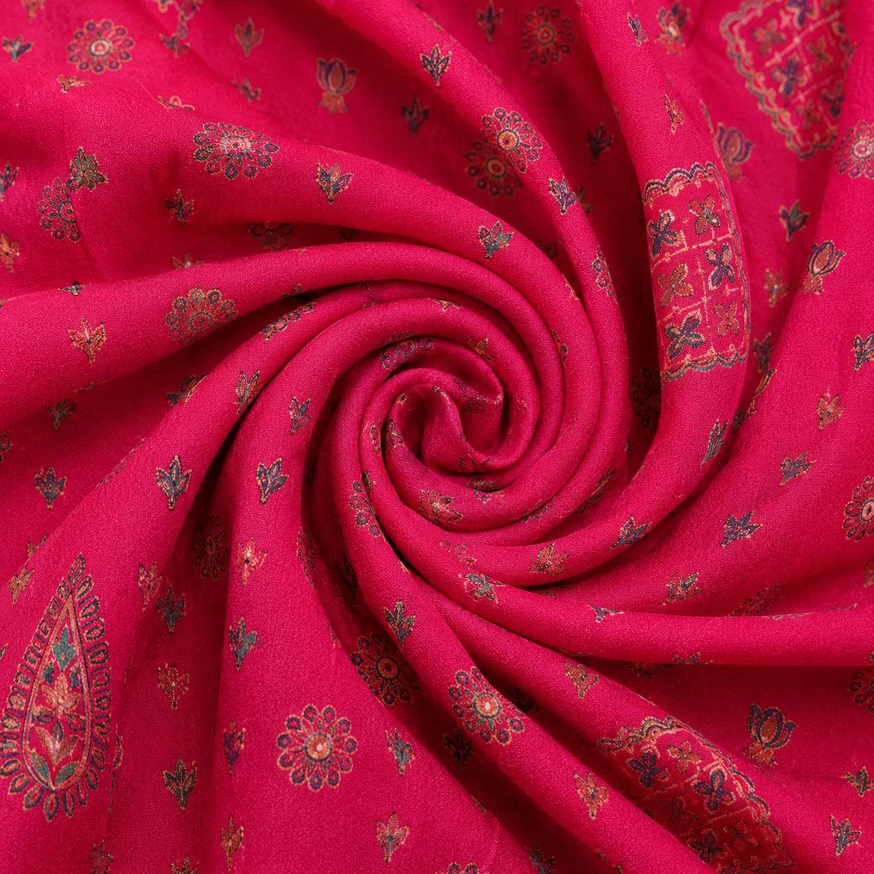 Kashmiri Rani Pink Khani Print Unstitched Suit Set