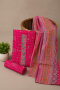 Kashmiri Rani Pink Khani Print Unstitched Suit Set