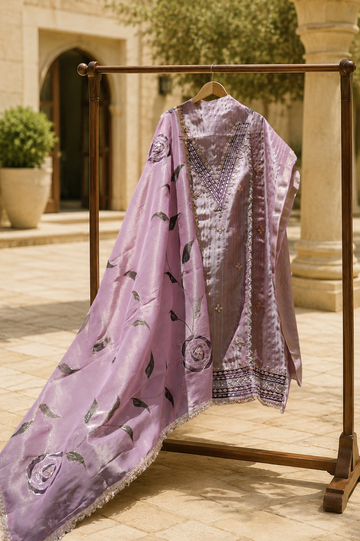 Meher Gota Patti Embellished Unstitched Suit Ensemble