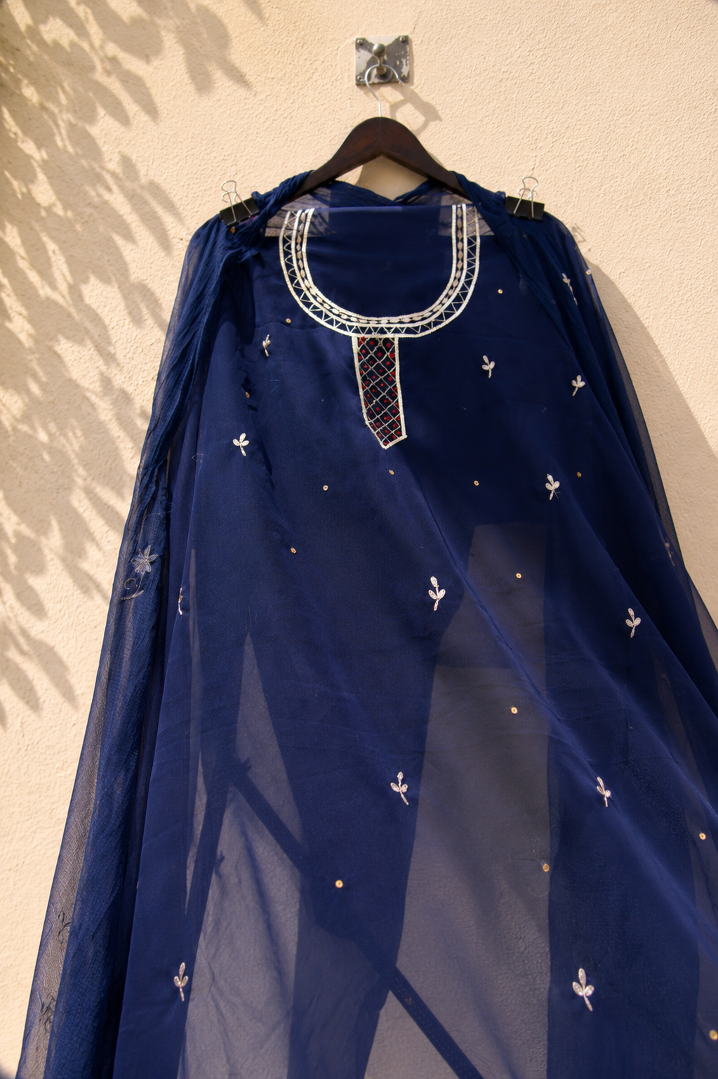 Dark Blue peeta and gotta pati handwork unstitched suit