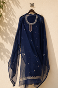 Mehar Dark Blue Pitta & Gota Patti Handwork Unstitched Suit Set
