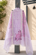 Gulnaar Pastel Pink Floral Lacework Unstitched Suit Set