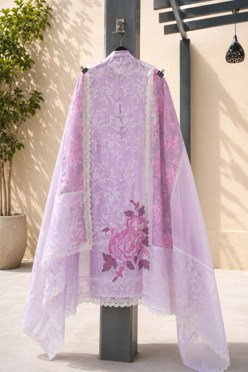 Gulnaar Floral Lacework Unstitched Ensemble