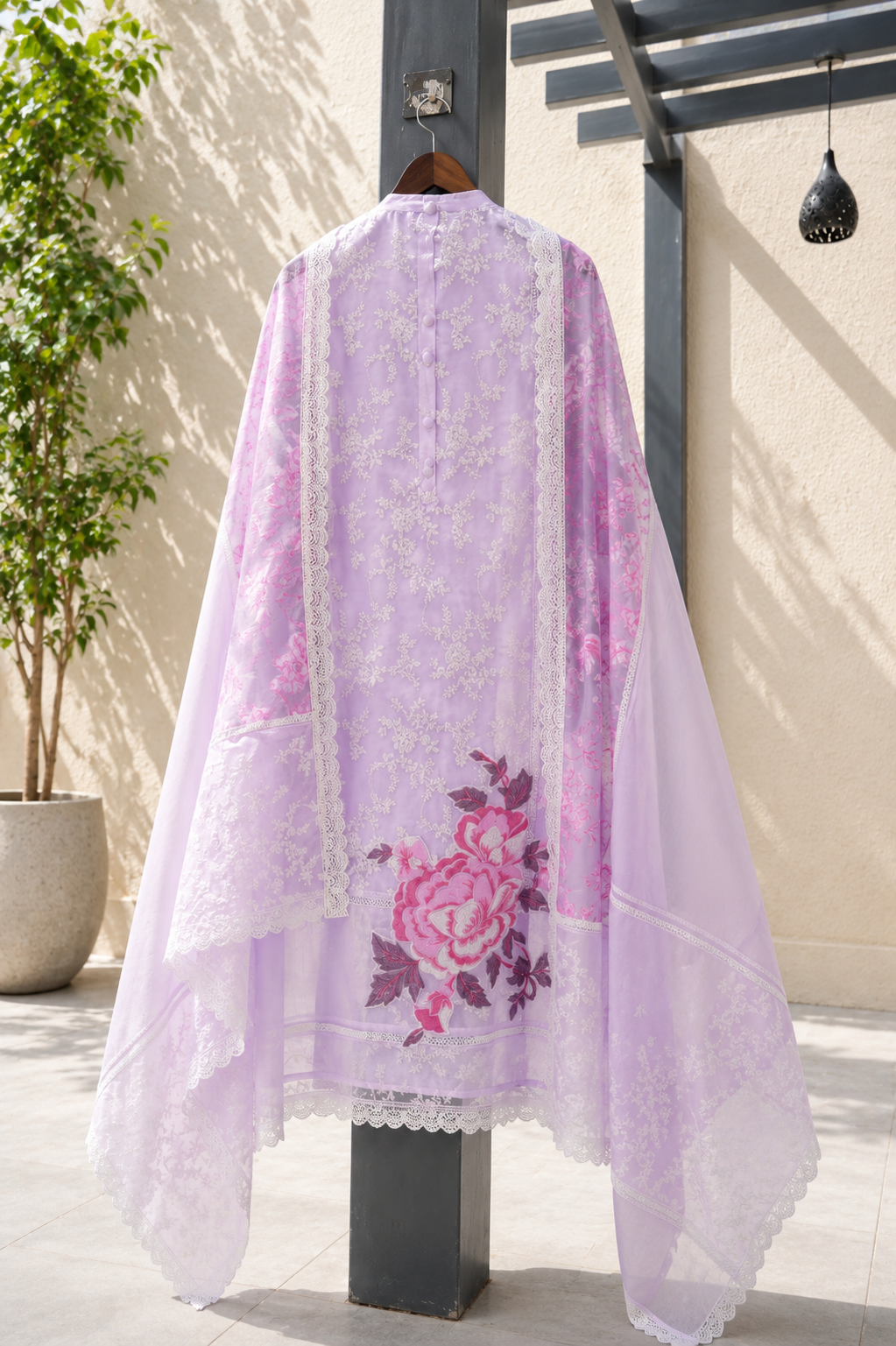 Gulnaar Floral Lacework Unstitched Ensemble