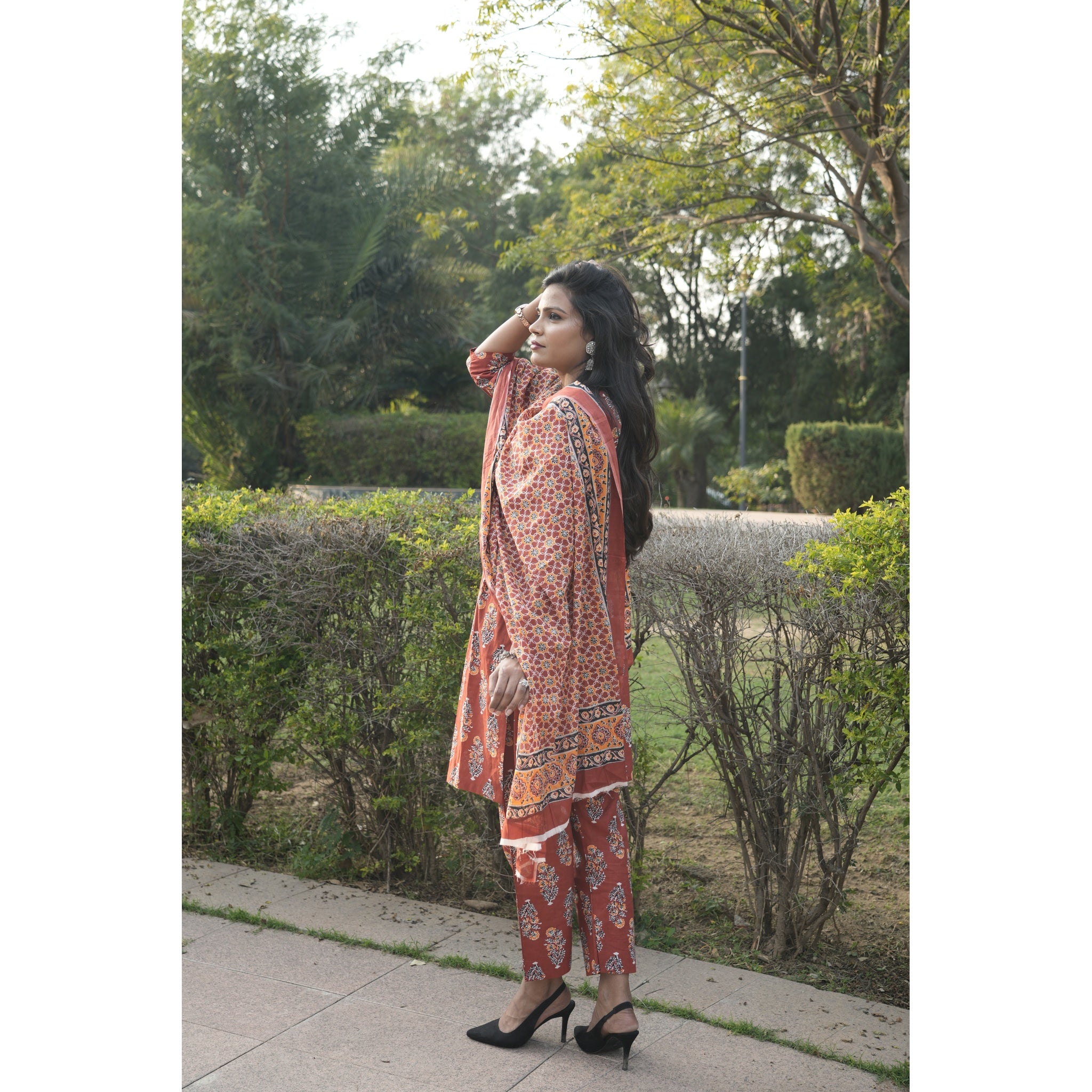 Traditional Rajasthani Print 3-Piece Cotton Suit Set