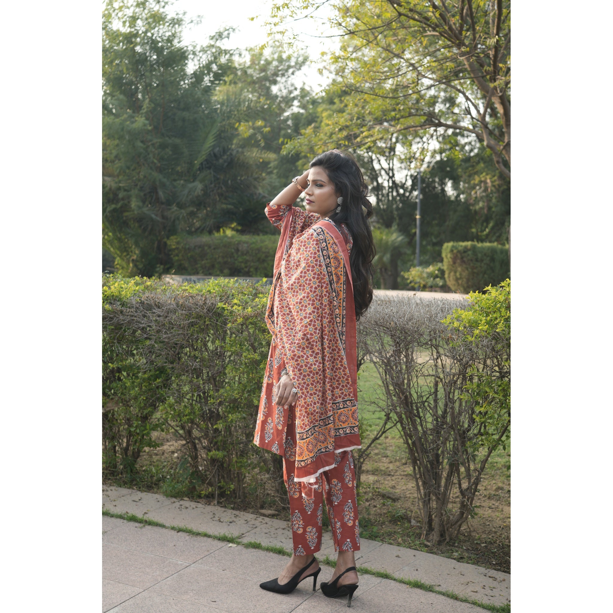 Traditional Rajasthani Print 3-Piece Cotton Suit Set