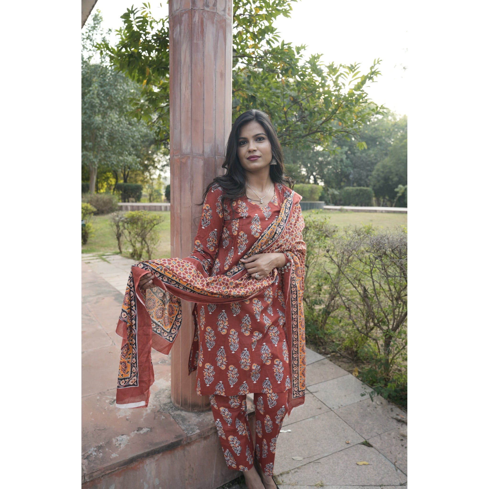 Traditional Rajasthani Print 3-Piece Cotton Suit Set