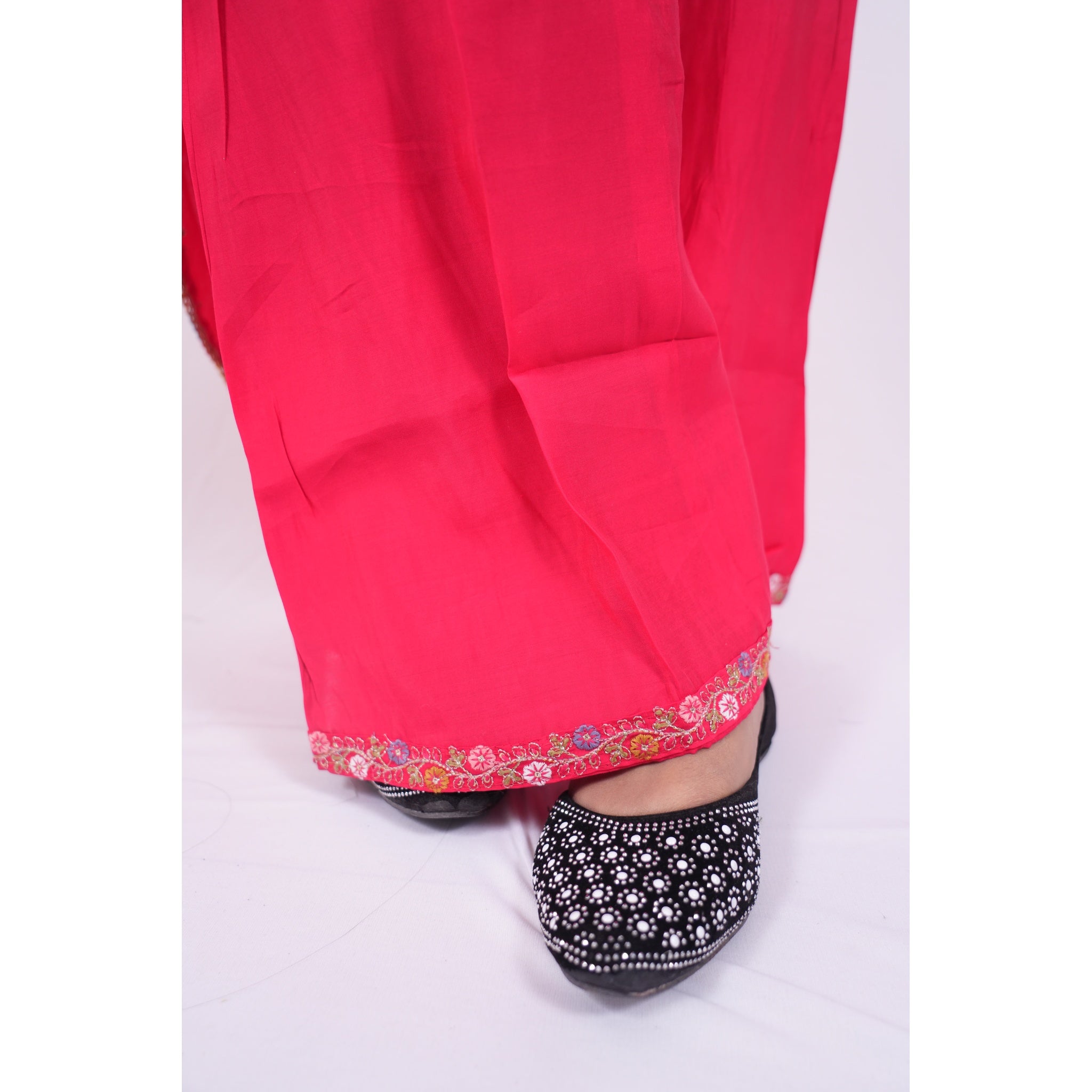 Hot Pink Embroidered Short Kurti & Sharara Set