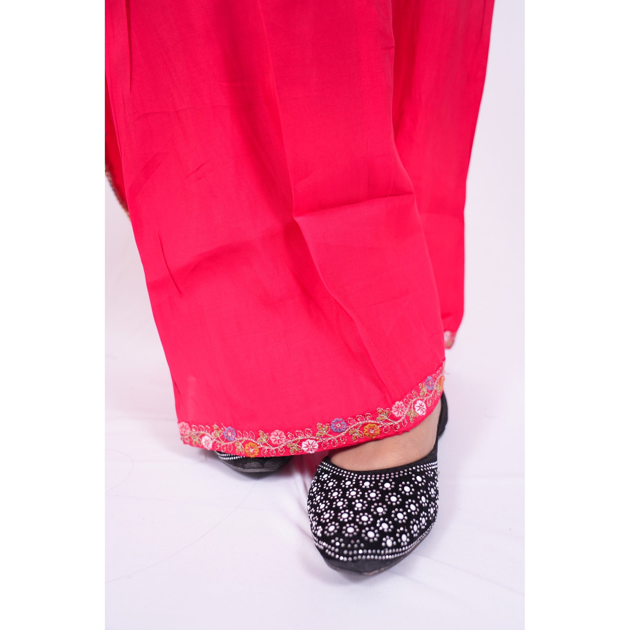 Hot Pink Embroidered Short Kurti & Sharara Set