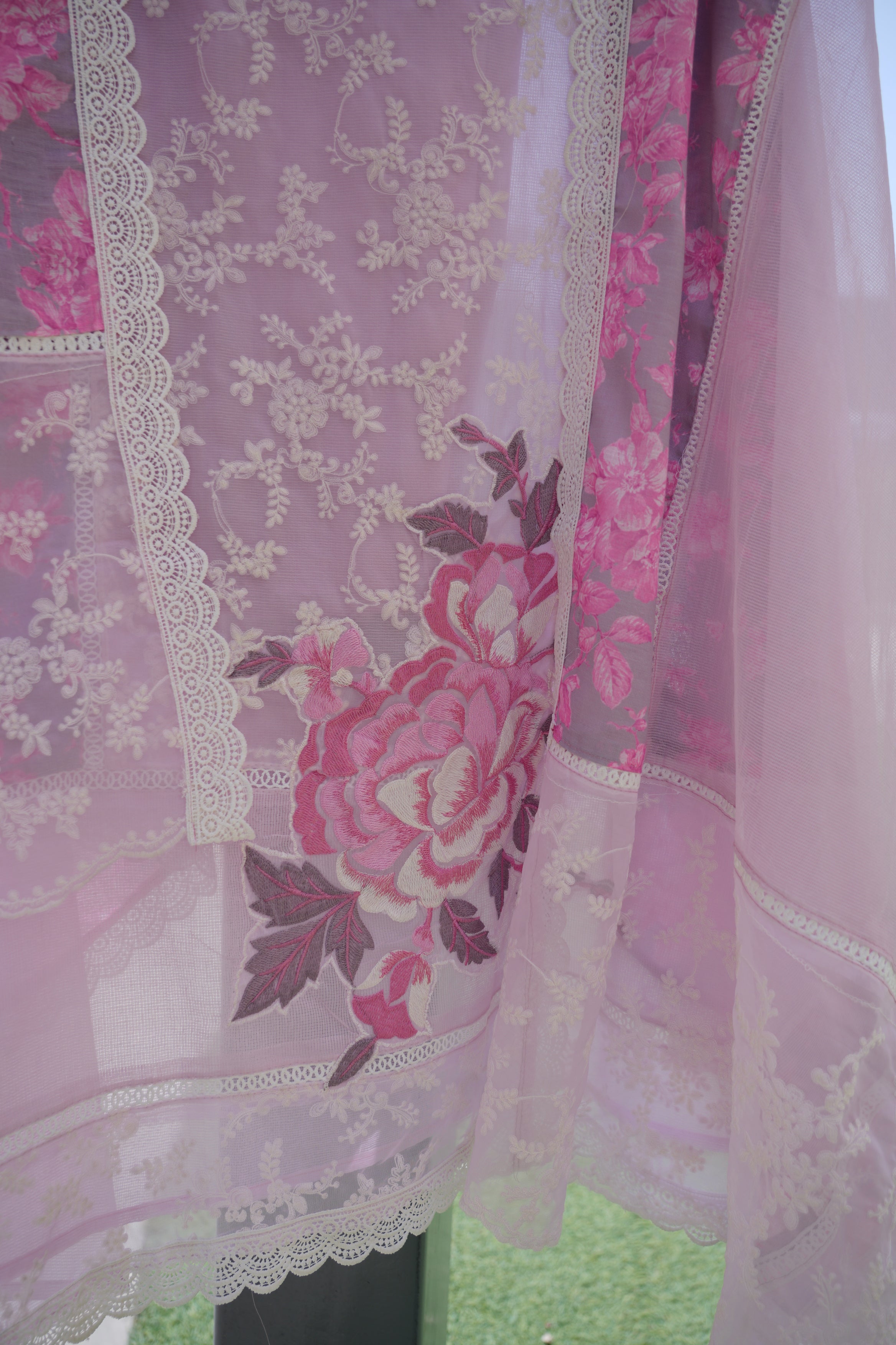 Gulnaar Floral Lacework Unstitched Ensemble