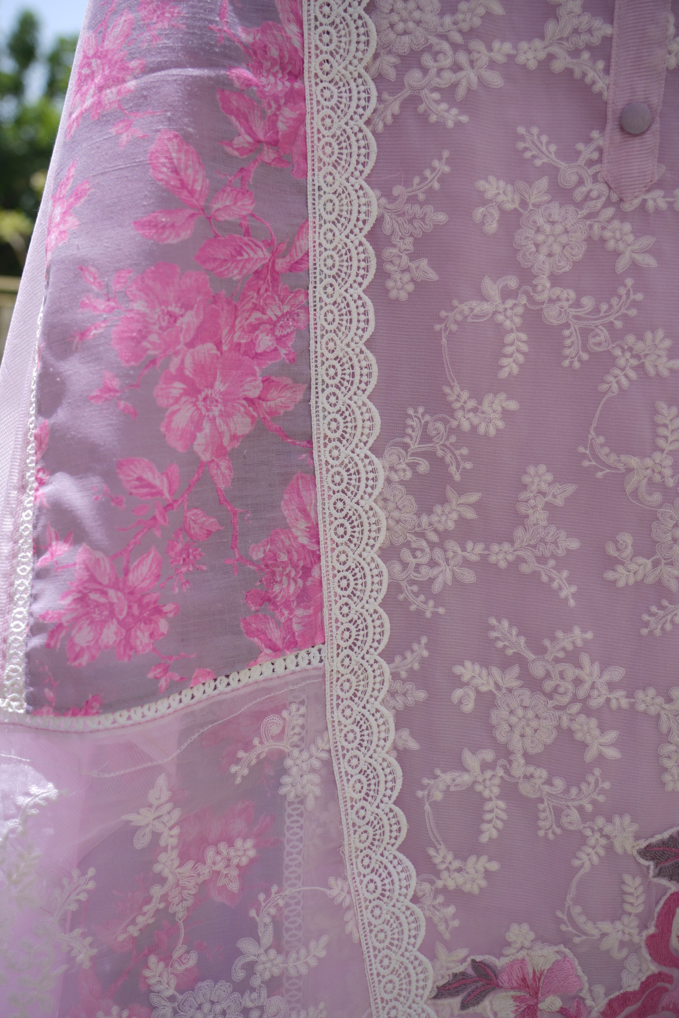 Gulnaar Floral Lacework Unstitched Ensemble