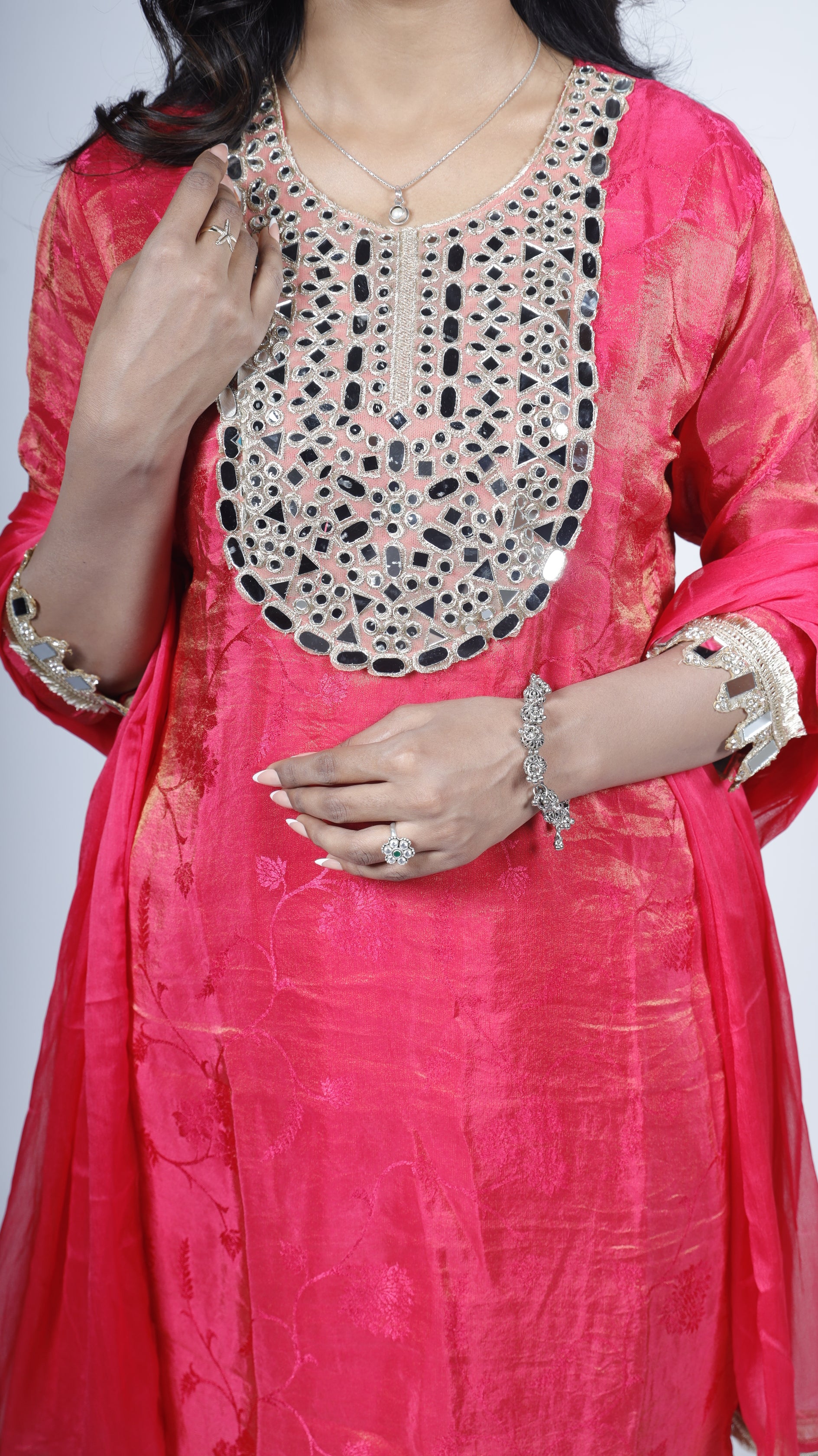 Noor Banarsi Mirror Suit With Dupatta