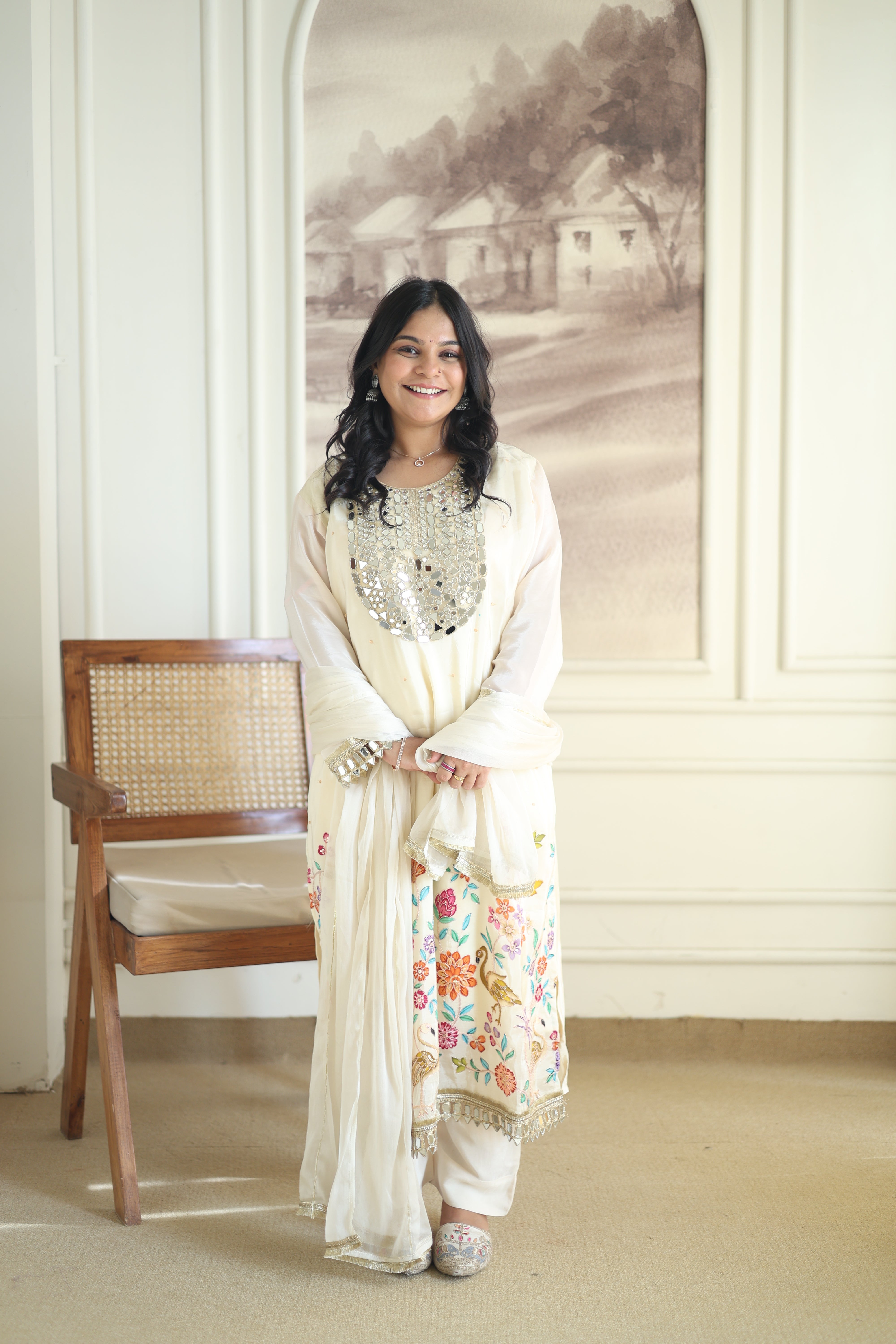 Wine Silk Embroidered Kurta & Tapered Pant Set