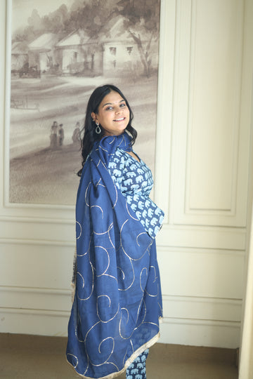 Indigo Elephant Print Cotton Co-ord Set