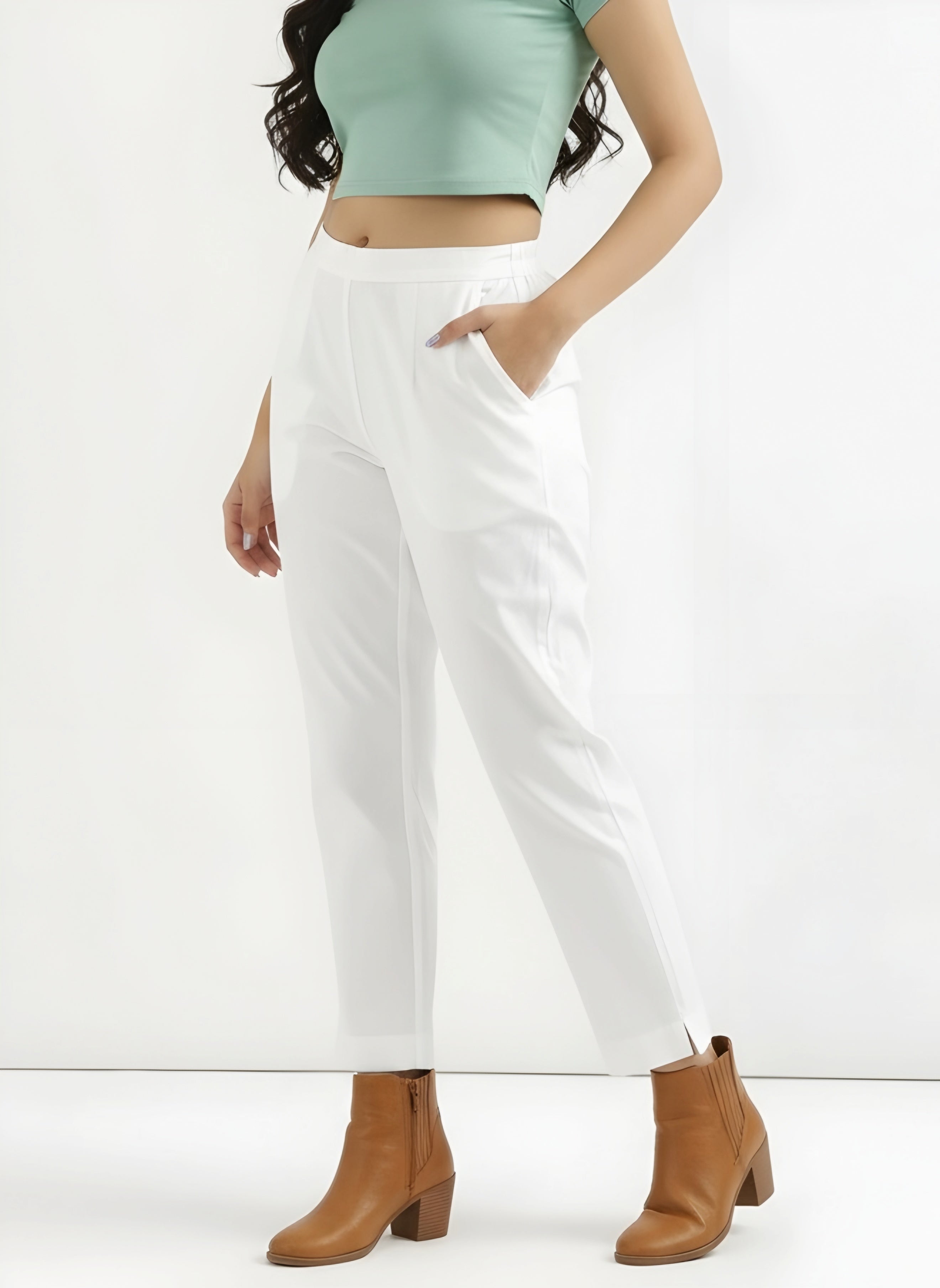 Ashvastra White Cotton Pant