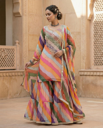 Qala Peach Sharara Set