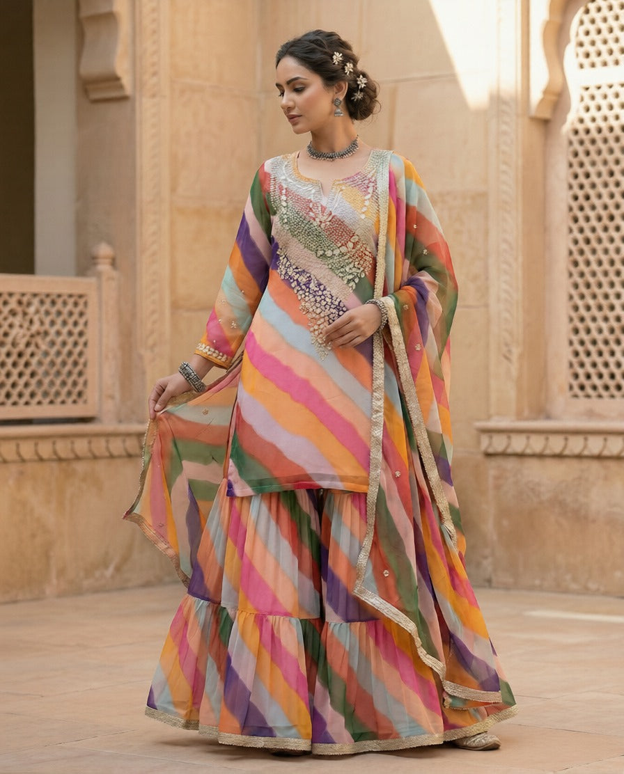 Qala Peach Sharara Set