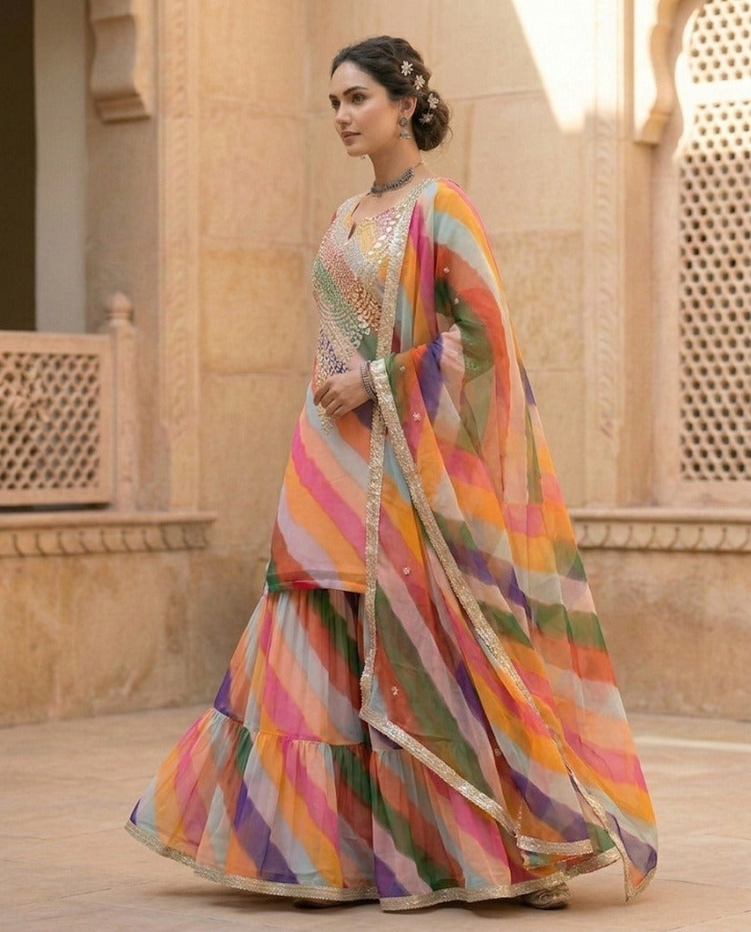 Qala Peach Sharara Set