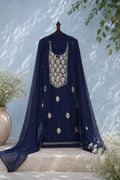 Mehar Royal Blue & Golden Gota Patti Handcrafted Unstitched Suit Set