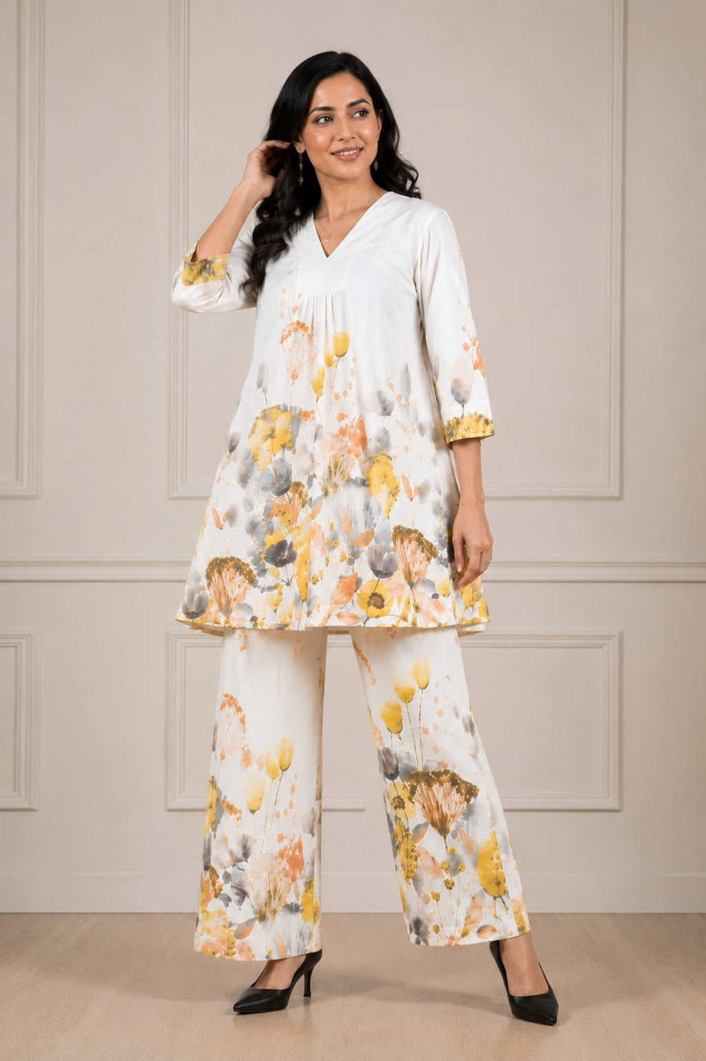 Mehakti Khadi off white cord set