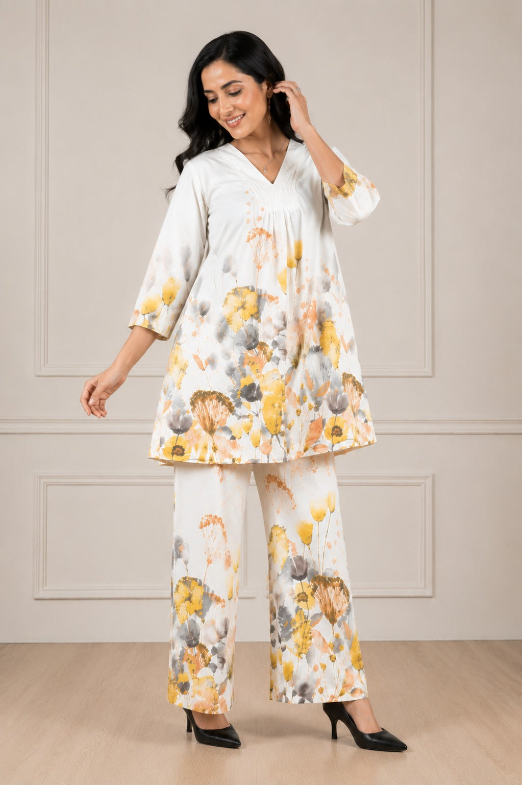 Mehakti Khadi off white cord set