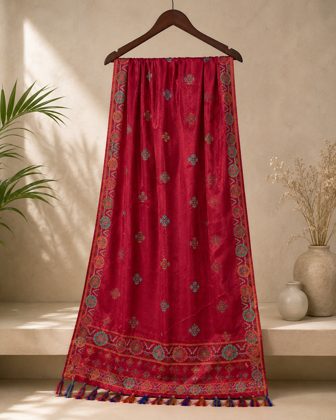 Ashvastra Gulzar Rani Maroon Dupatta - Side Profile & Fit