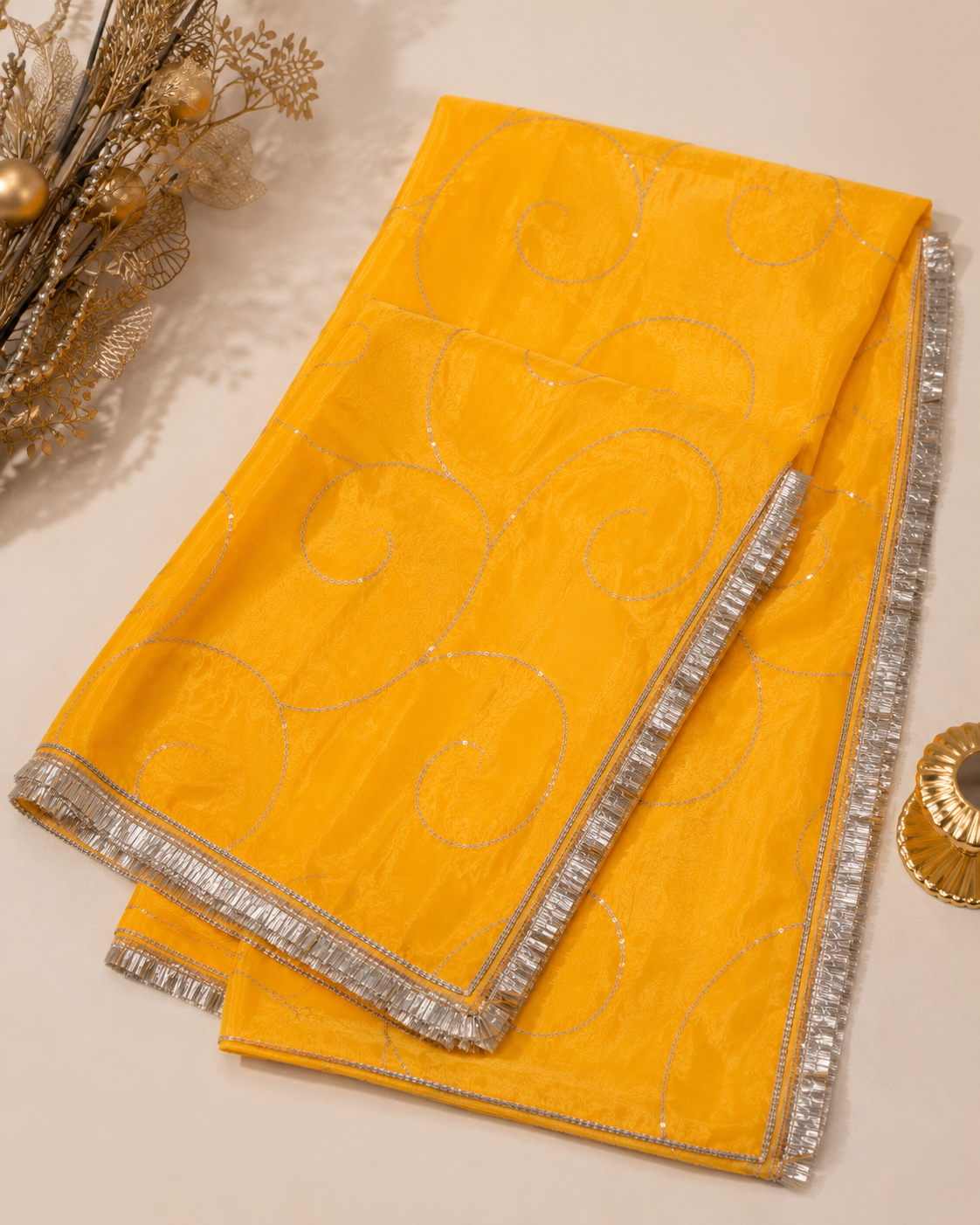 Ashvastra Kesari Noor Yellow Dupatta - Styling View