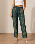 Dark Green Cotton Printed Pant