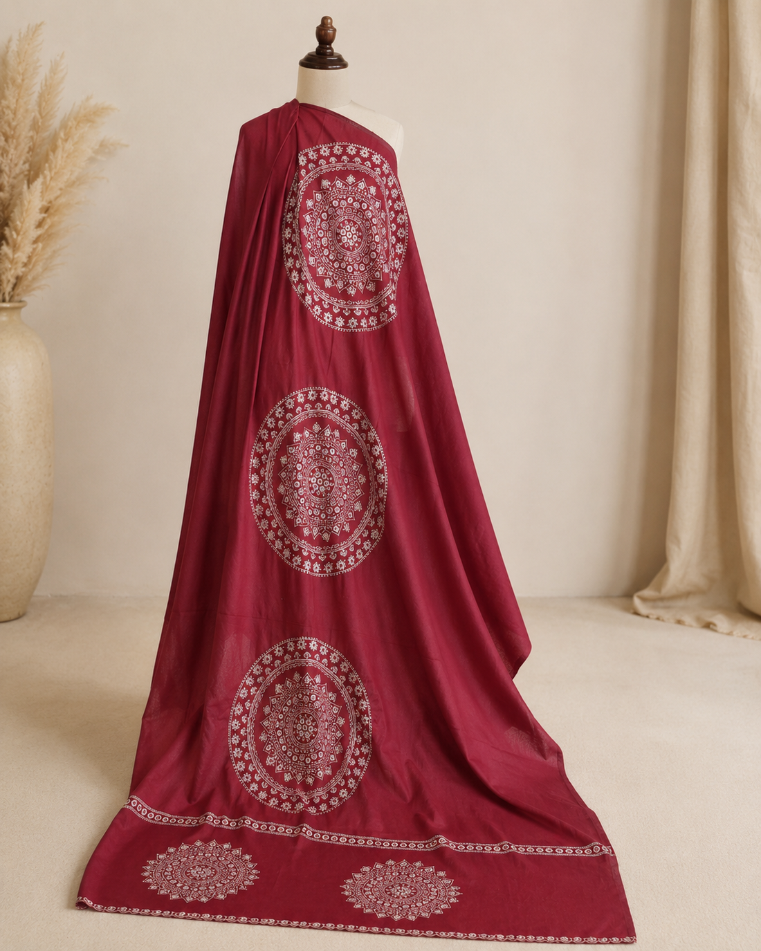 Rangrez Wine Mandala Printed Dupatta