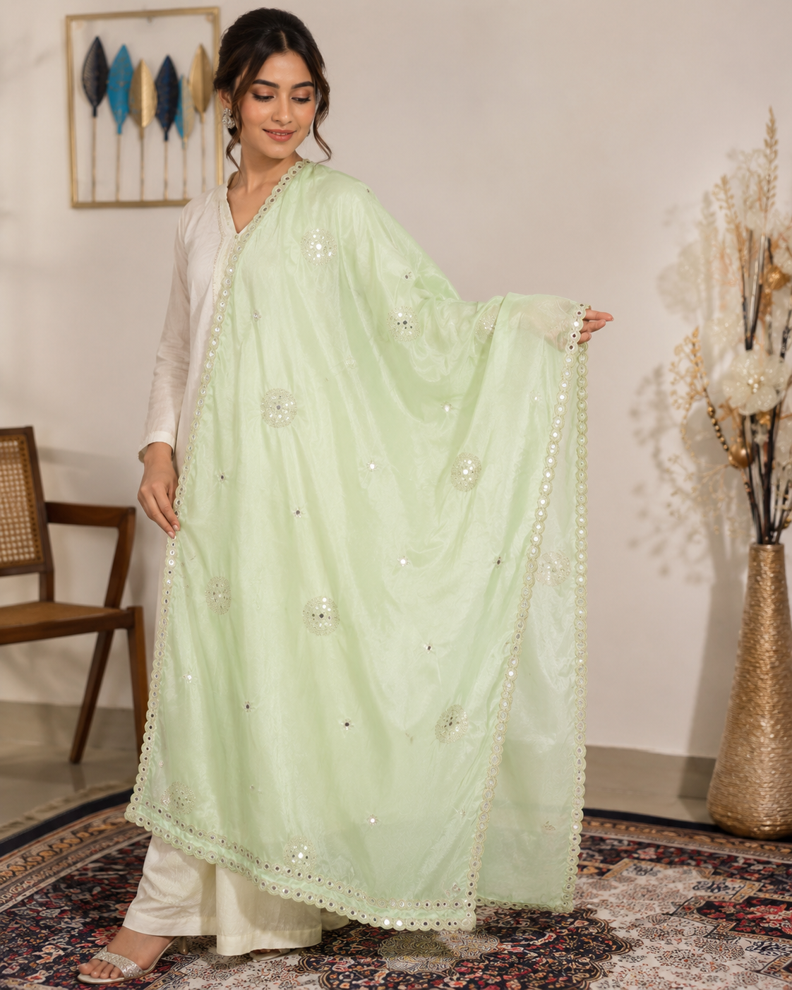 Meher Pista Dupatta