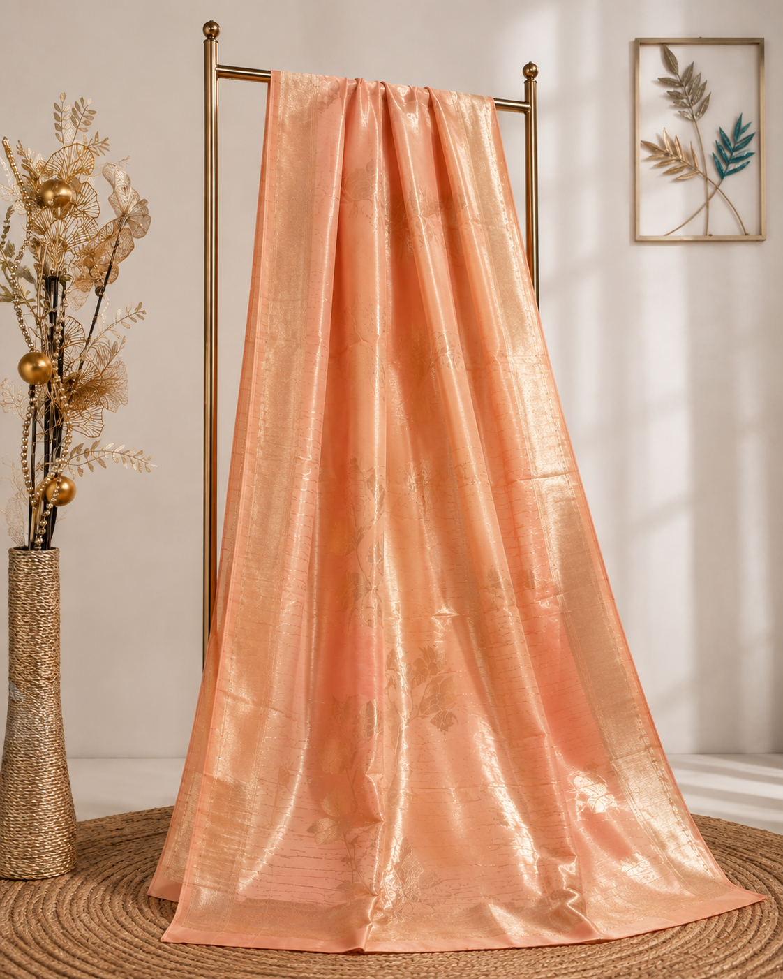 Meher Peach Banarasi Dupatta