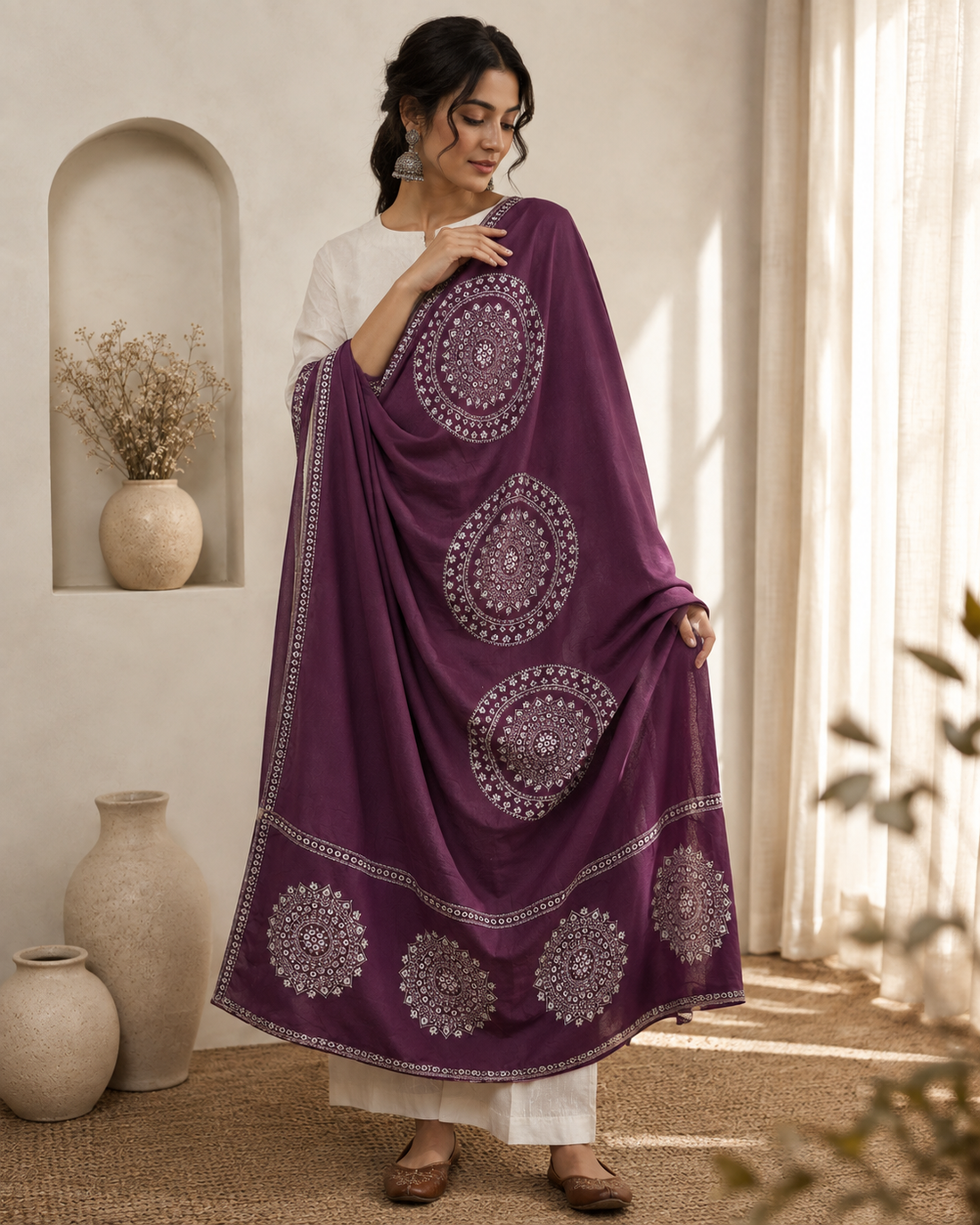 Rangrez Plum Mandala Dupatta