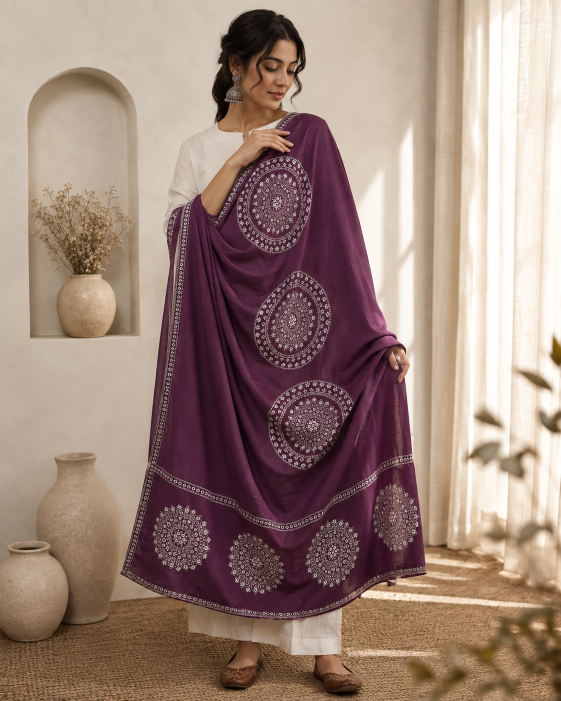 Rangrez Plum Mandala Dupatta