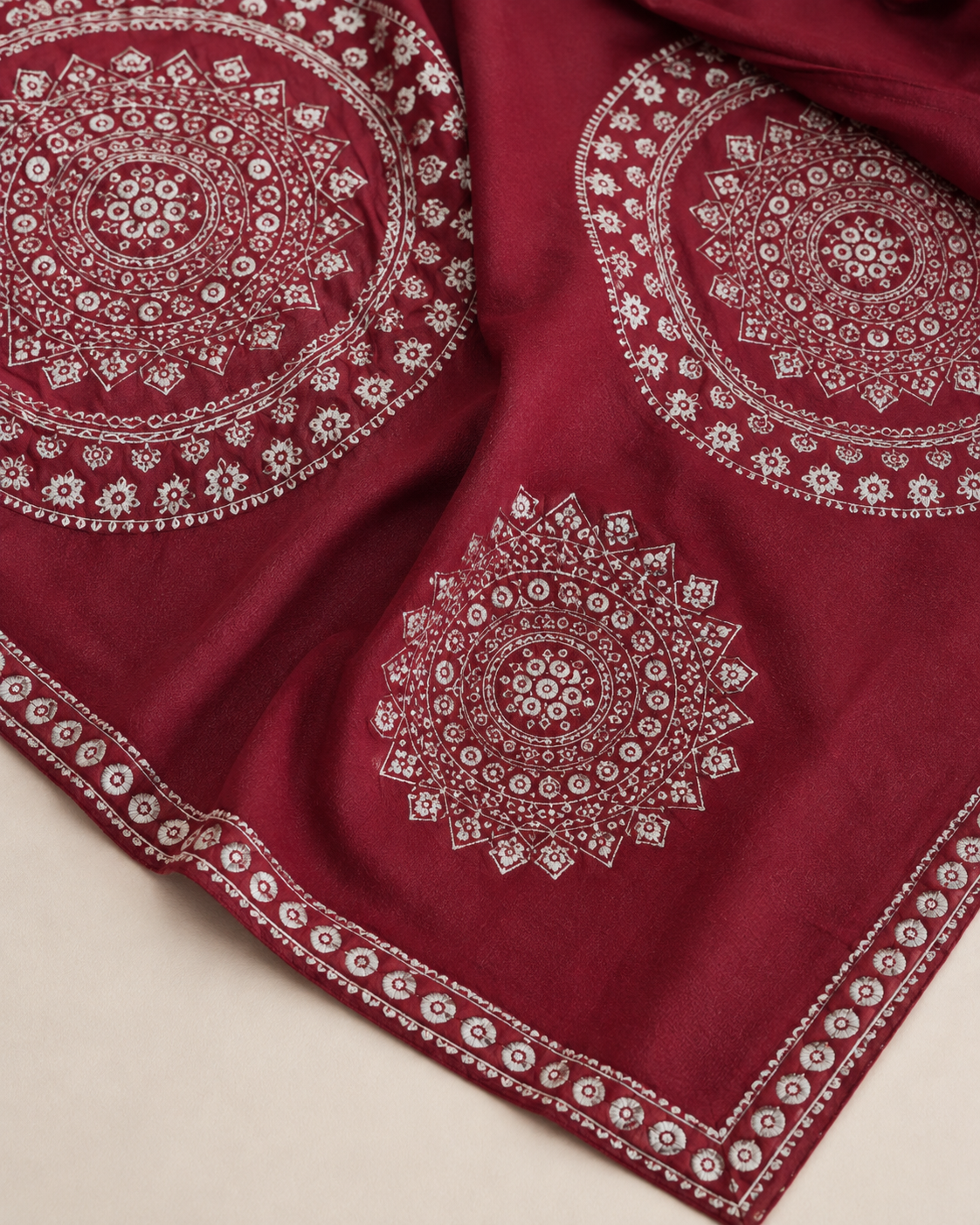 Rangrez Wine Mandala Printed Dupatta