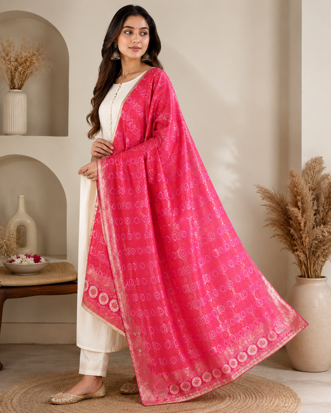 Rani Gulab Banarasi Dupatta