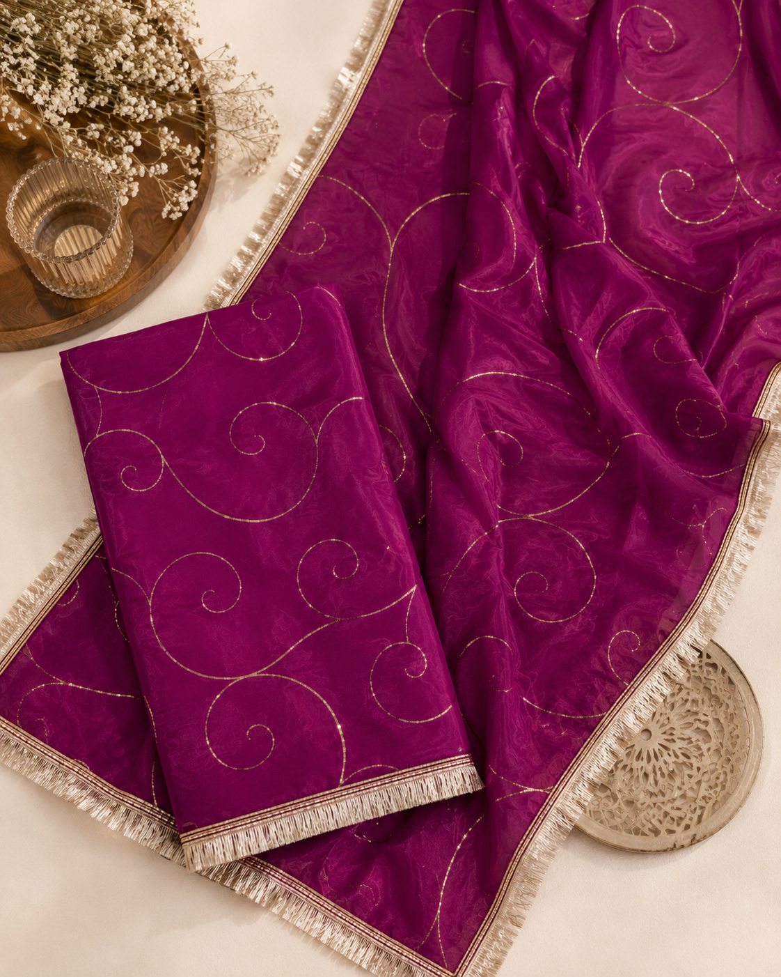 Ashvastra Ruhani Rani Magenta Dupatta - Styling View