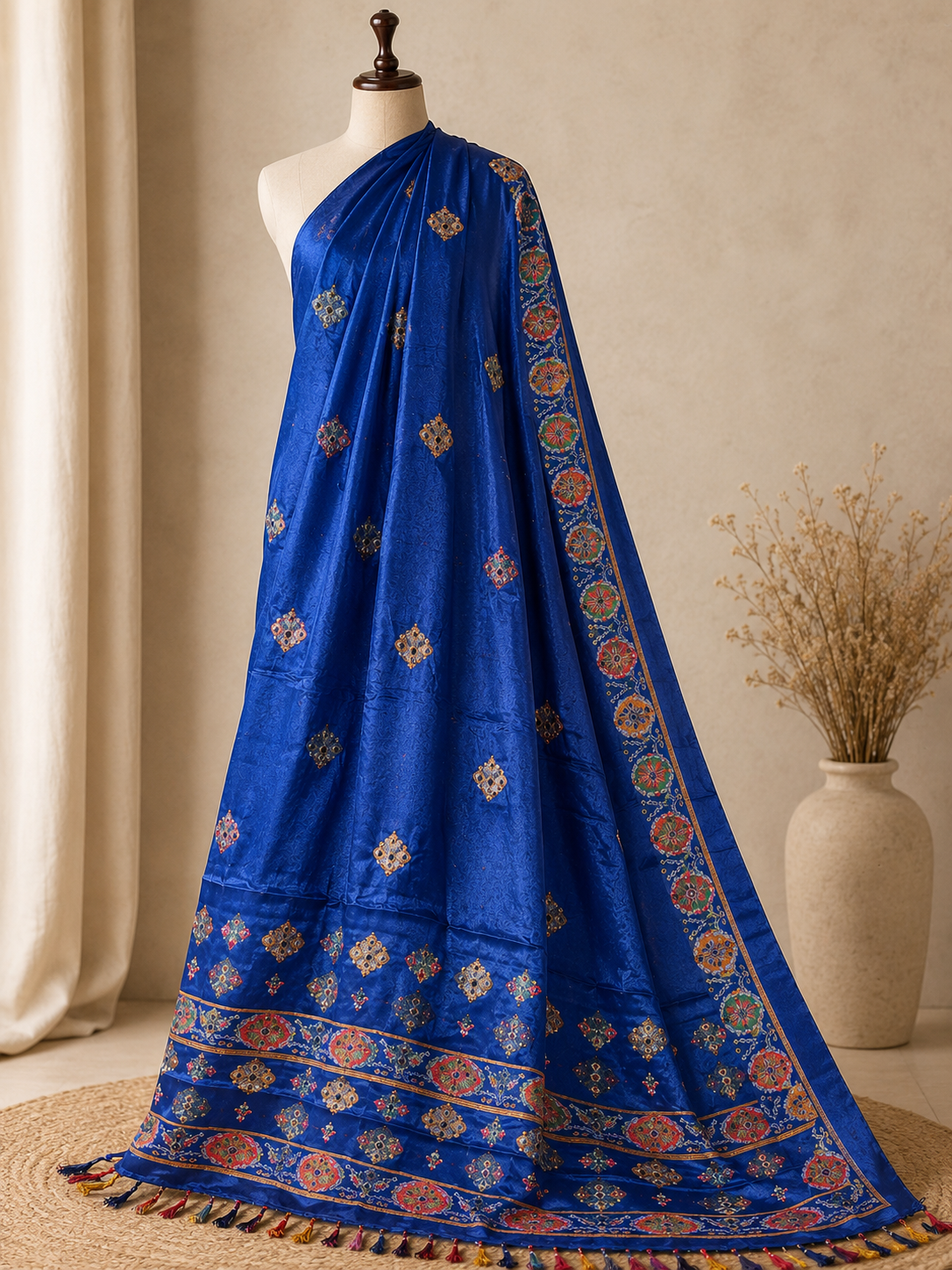 Ashvastra Rajwada Neel Blue Dupatta - Side Profile & Fit