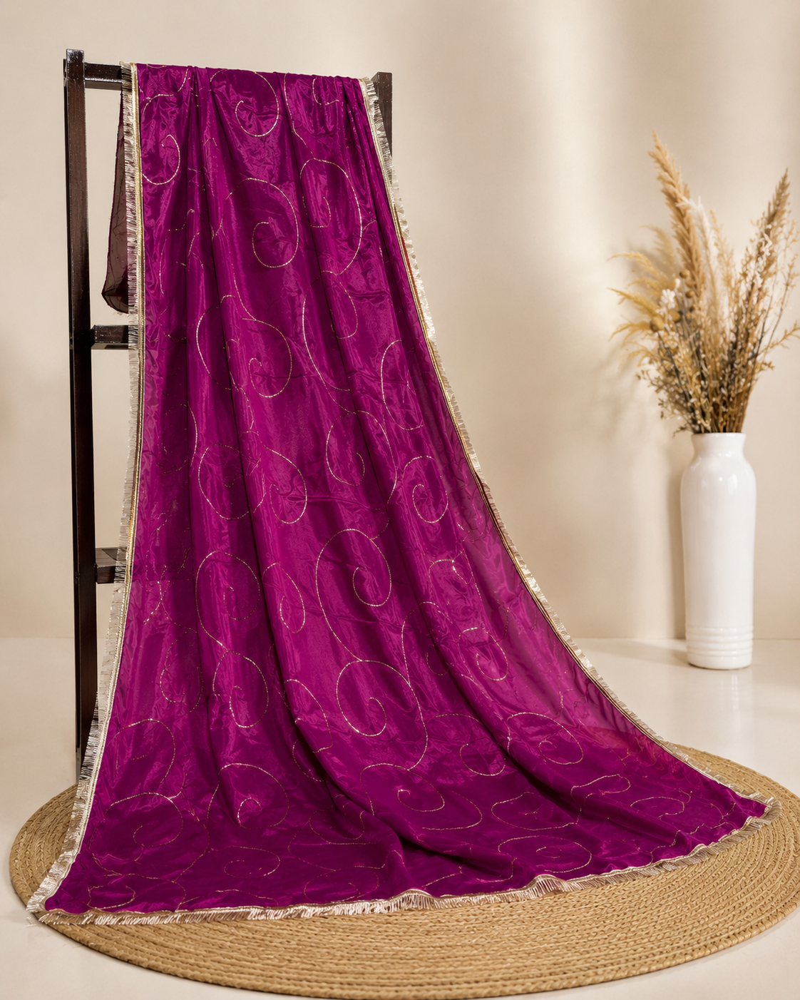 Ashvastra Ruhani Rani Magenta Dupatta - Front View