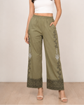 Olive Green Cotton Printed Pant