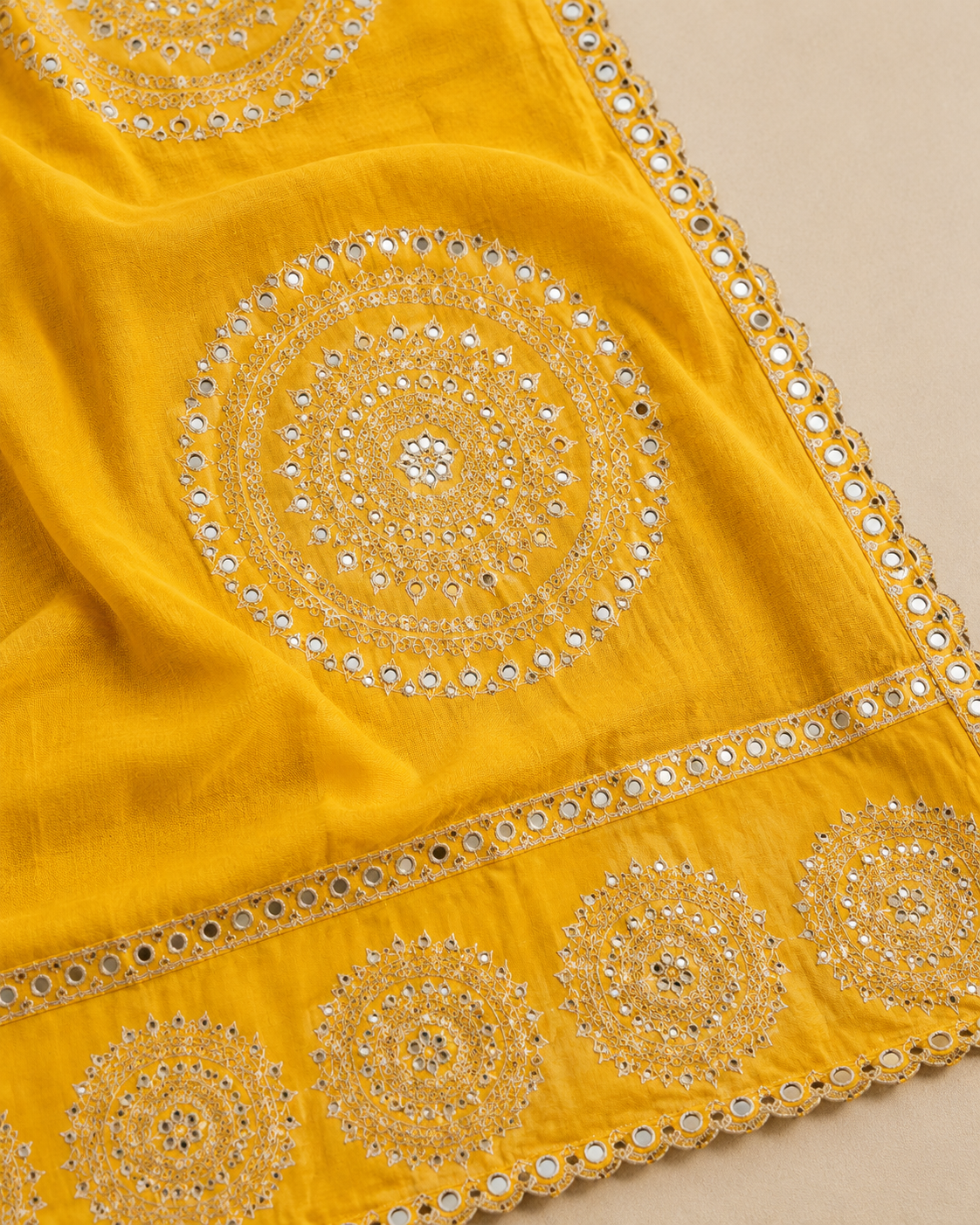Mustard Yellow Mandala  Dupatta